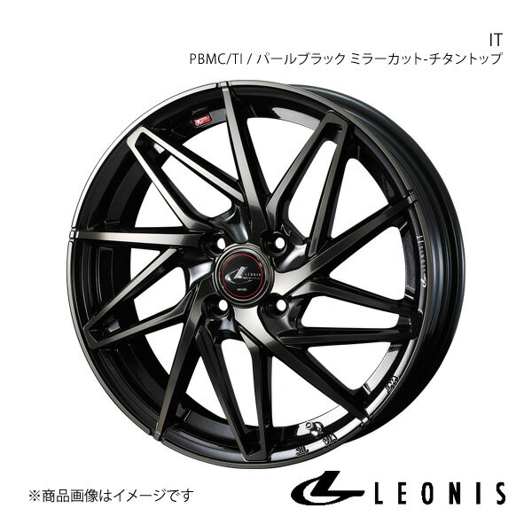 LEONIS/IT RENAULT トゥインゴ AHH4B/AHH4D アルミホイール1本【15×5.5J 4-100 INSET43 PBMC/TI(パールブラック ミラーカット/チタントップ)】0040561