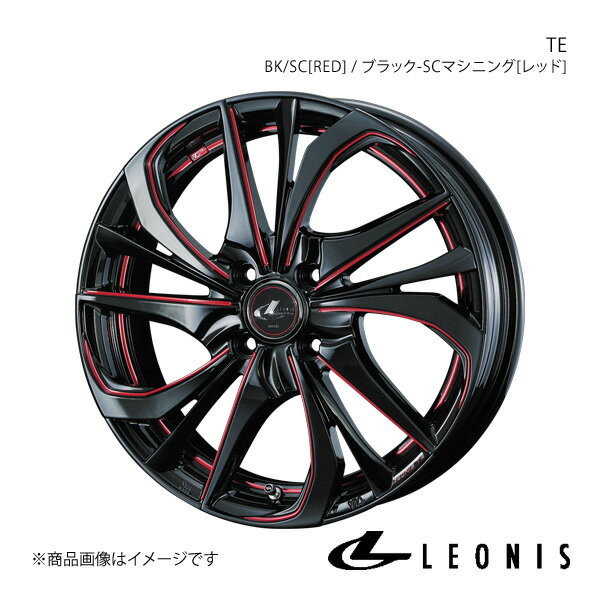 LEONIS/TE デリカD:2 MB37S アルミホイール1本【17×6.5J 4-100 INSET42 BK/SC[RED](ブラック/SCマシニング[レッド])】0038752