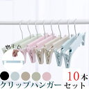 クリップハンガー ハンガー クリップ 10本セット 30cm ハンガー パンツ スカート用 収納 機能的 クローゼット すべらない 物干し