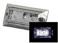 小型ミニフラットマーカーランプをハイパワー化!! 超高輝度LEDを3個搭載し、驚異の明るさ!! LEDならではの省エネ設計!! LED独特のシャープな発光が、ナイトシーンを華麗に演出します。 ●DC12v/24v共用 ●レンズカラー：クリアー ●LEDカラー：ホワイト ●電流値（mA）：DC12v/約180mA　DC24v/約95mA ●本体サイズ：44.5mm×84mm×高さ20mm ●取付ネジピッチ：70mm 【主材質】 ■レンズ：PC ■本体　：ABS 【注意】 LEDには明るさや色のバラツキがありますので予めご了承下さい。 本製品はノイズ対策をしてありますが、稀にラジオやカーナビ、無線機や車載リモコン等にノイズが発生する場合がございます。予めご了承ください。 本製品の本体は防塵防水処理（IP67相当）されていますが、本体とレンズは脱着が可能なため、本体とレンズの間に水が入る場合があります。 商品コード:534544 JAN:4976383331498トラック用品・パーツ〜トラック用寝具（トラック用布団＆トラック用カーテン）まで勢ぞろい！！