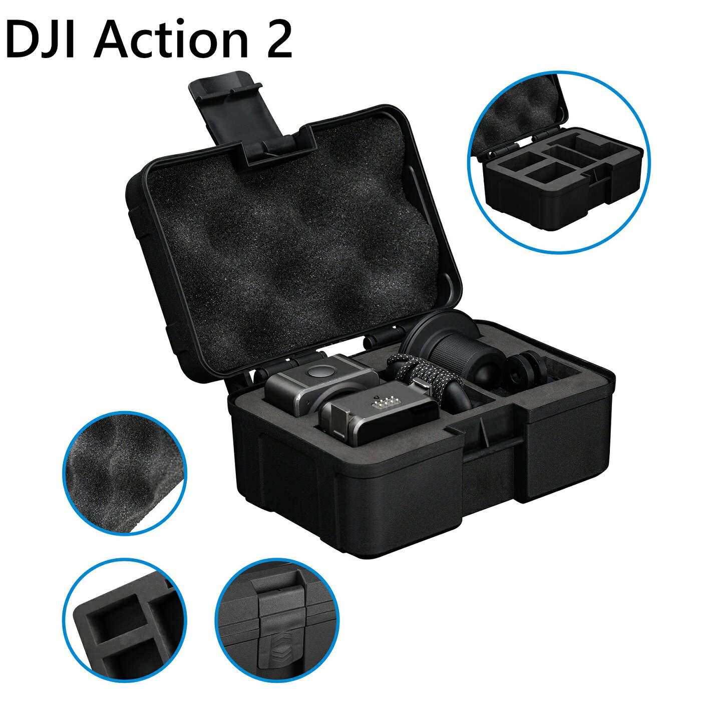 TELESIN DJI Action2用スモールキャリーケースミニプロテクティブケースDJI Action 2 Dual-ScreenコンボPower コンボレンズモジュールアクセサリー用ハードシェルトラベルバッグ