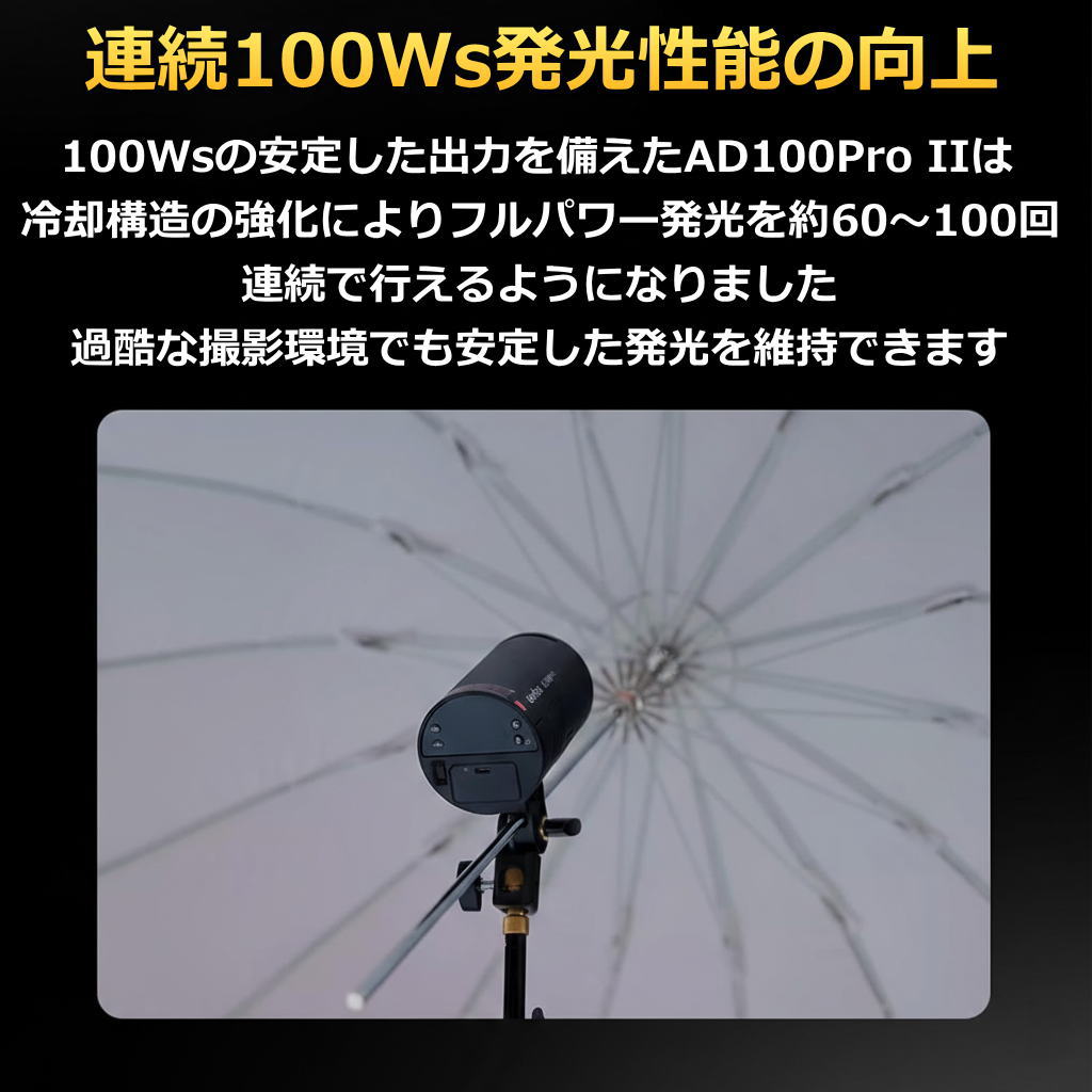 ���ޥ饽���ò� ������ Godox AD100Pro II ����������Ź�� ������޼��� ���ݥ��åȥե�å��� ���ȥ��� 100Ws TTL/HSS�б� 2.4G�磻��쥹X�����ƥ� ������3300mAh�Хåƥ꡼ 5W��ǥ�󥰥��� X3�ȥꥬ���б� ��󥿥å�Ʊ����AD100ProII