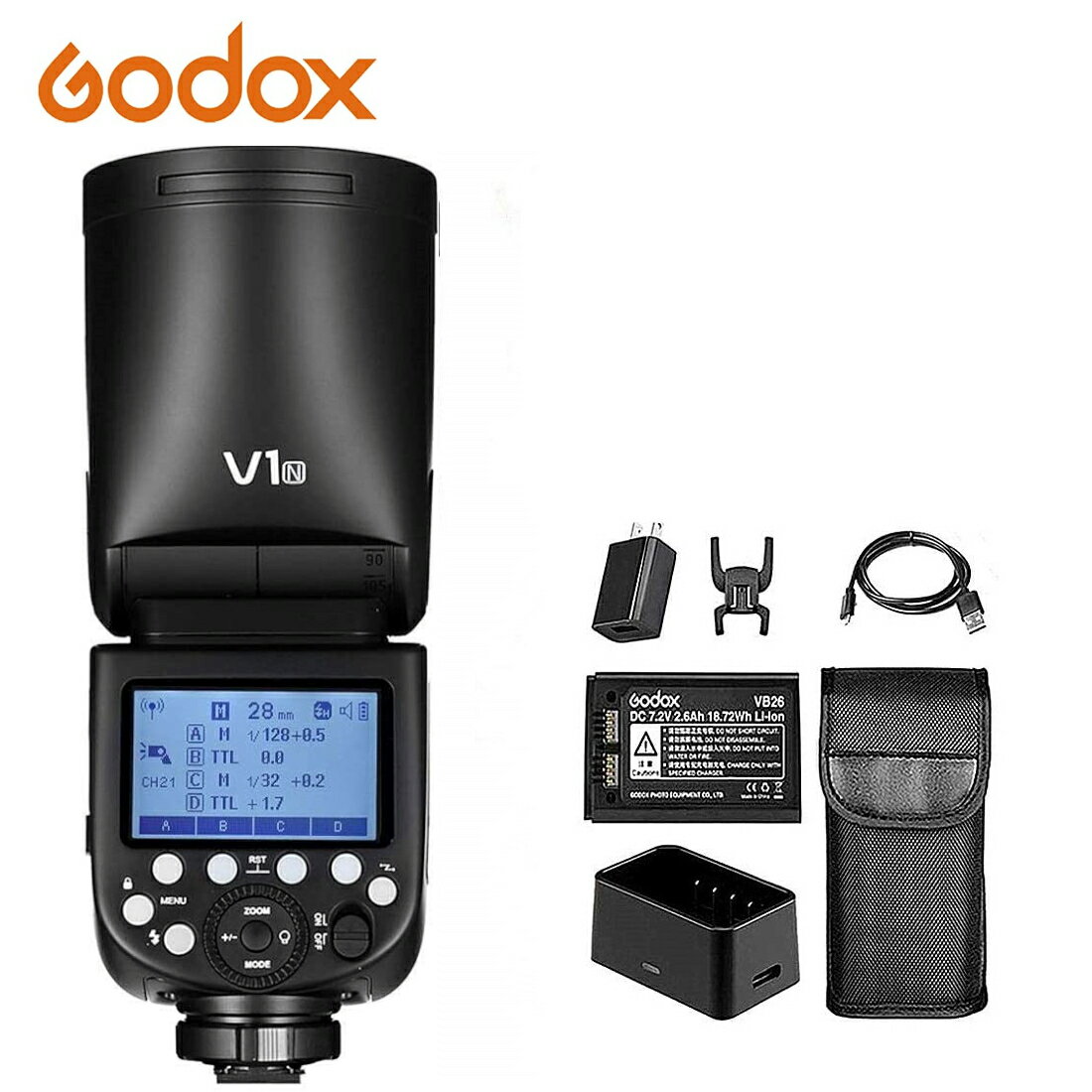 Godox V1-N 日本正規代理店品 TTL フラッシュストロボ 76Ws 2.4GワイヤレスXシステム内蔵TLL ハイスピードシンクロが1/8000s Nikon ニコン一眼レフに対応