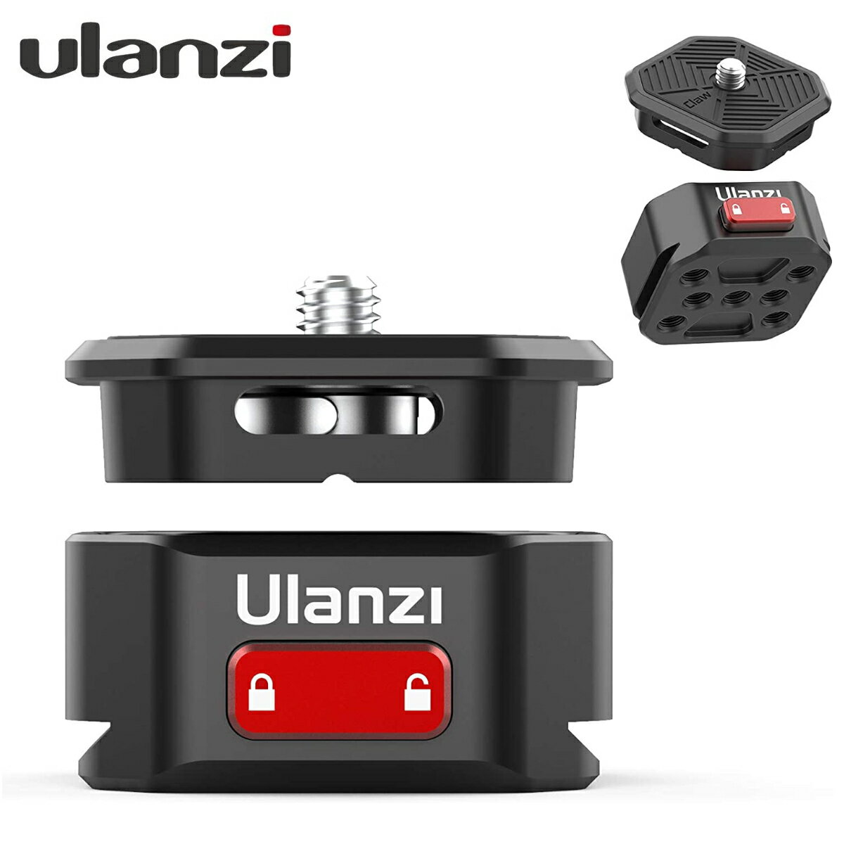 最新版 Ulanzi Claw クイックリリースクランプ アルミ合金製 カメラクリップ 1/4ネジ 38mm標準アルカスイス 瞬時着脱可能 一眼レフ カメラホルダー