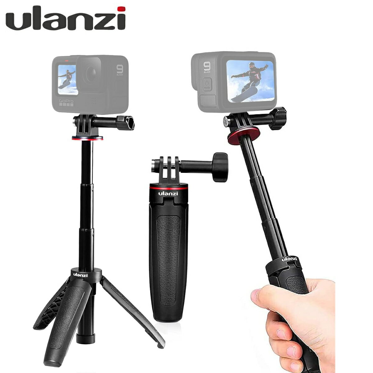 全国送料無料 Ulanzi MT-09 GoPro HERO12 11 自撮り棒 三脚 セルカ棒 GoPro HERO12 11 10 gopro hero12 Osmo Action 3 DJI Action 2 osmo 三脚 3way 伸縮一脚 アクションカメラ 三脚 軽量 DSLR…