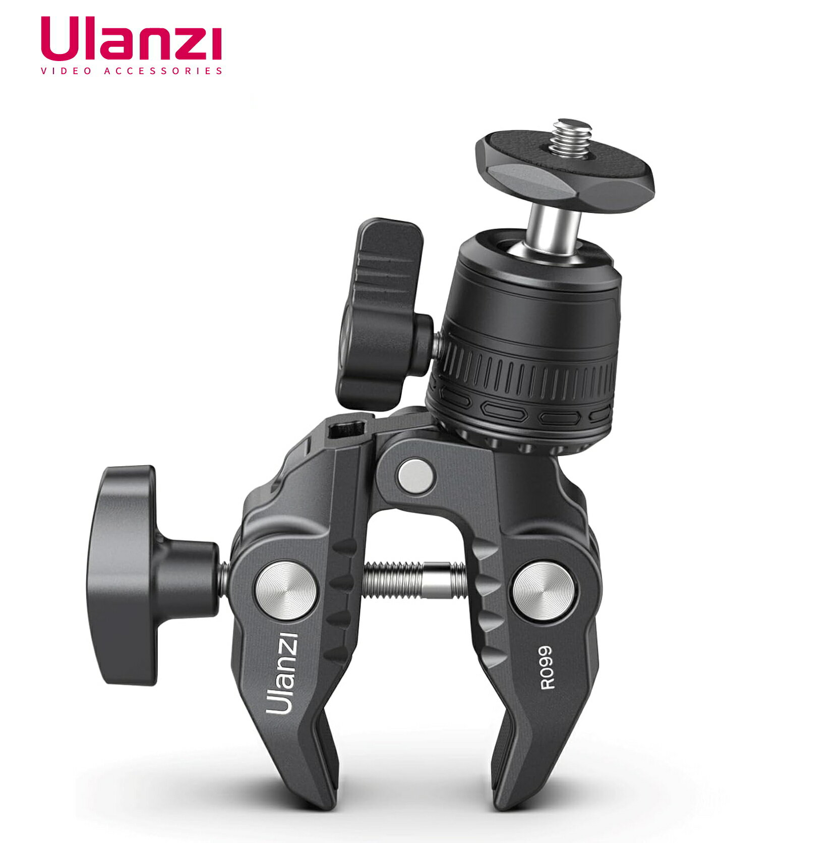 Ulanzi スーパークランプ 360°雲台 カメラマウント 緩み防止 蟹バサミクランプ モニターサポート/液晶モニター/アクションカメラ/一眼レフ/自転車・バ...