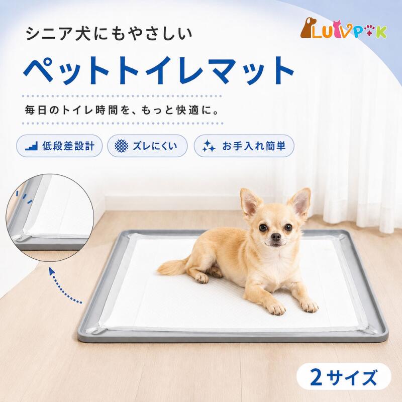 Rakuten - ＼スーパーセールP5倍＆クーポン配布 ／ペットトイレマット 犬 トイレトレー 低段差 シニア犬 子犬 小型犬 中型犬 ペットシーツ 固定 シーツ ズレ防止 フチ付き シリコン トイレマット ワイド スーパーワイド 食事マット お手入れ簡単 水洗い 車用 お出かけ 介護