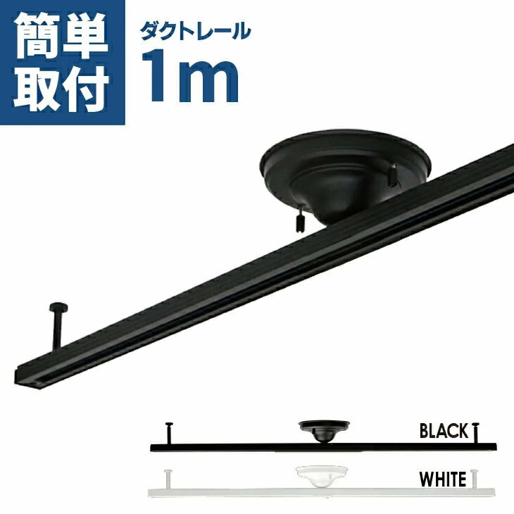 ダクトレール 1m ライティングレール レールライト 配線ダクトレール スポットライト 天井照明 照明器具 おしゃれ シーリングライト レール本体 ダクトレール ペンダントライト 間接照明 シンプル 簡易取付 ブラック ホワイト