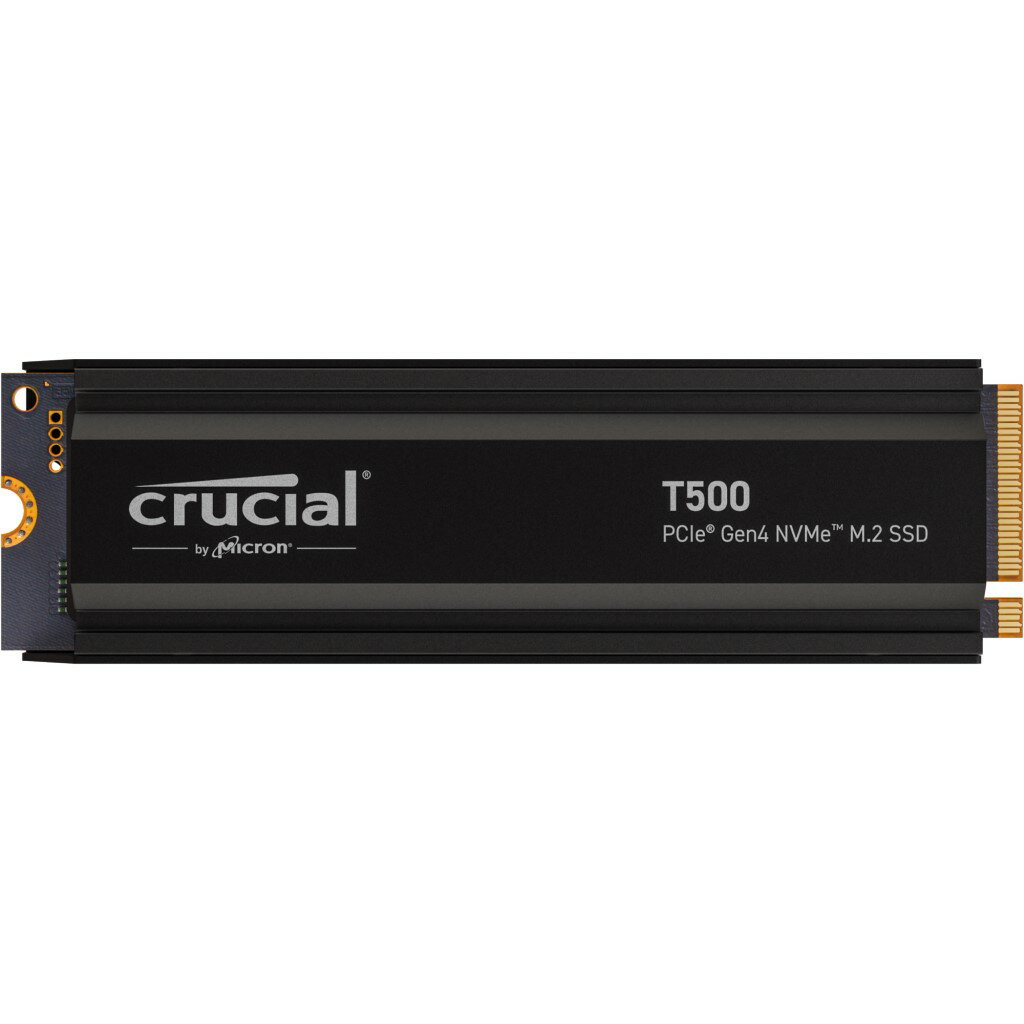 Crucial(クルーシャル) 内蔵SSD T500シリーズ Gen4 M.2 2280 4TB 最大読み込み 7000MB/s 最大書き込み 6900MB/s 2400TBW ヒートシンク付き CT4000T500SSD5JP【国内正規代理店品】
