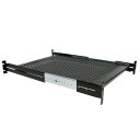 2U 放熱穴付スライド式サーバーラック棚板/収納棚(奥行き調整可能) 耐荷重22.7kg 奥行き510-740mmに対応 ロックキング機能付き UNISLDSHF19(2)