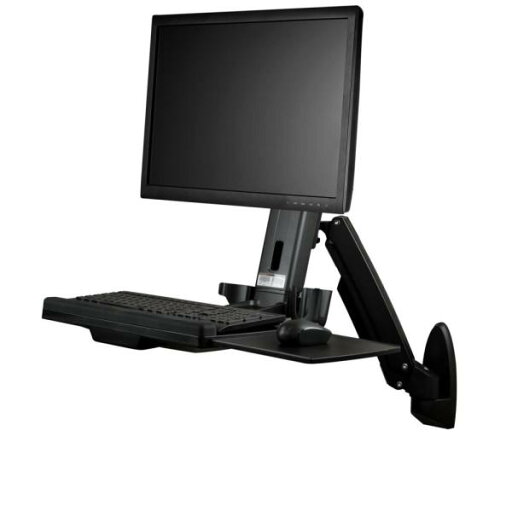 StarTech.com ウォールマウント型昇降デスク 1面モニターアーム キーボード/マウス台付き 座位・立位対応シングルディスプレイアーム WALLSTS1 StarTech.com ウォールマウント型昇降デスク 1面モニターアーム キーボード/マウス台付き 座位・立位対応シングルディスプレイアーム WALLSTS1