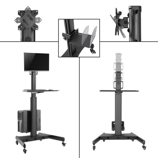StarTech.com 移動式PCモニタースタンド/VESAマウントアダプタ、CPUホルダー、キーボードトレイ搭載 WK..