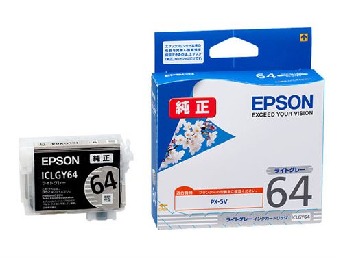Rakuten - EPSON エプソン 【メーカー純正品】 PX-5V用 インクカートリッジ (ライトグレー) ICLGY64