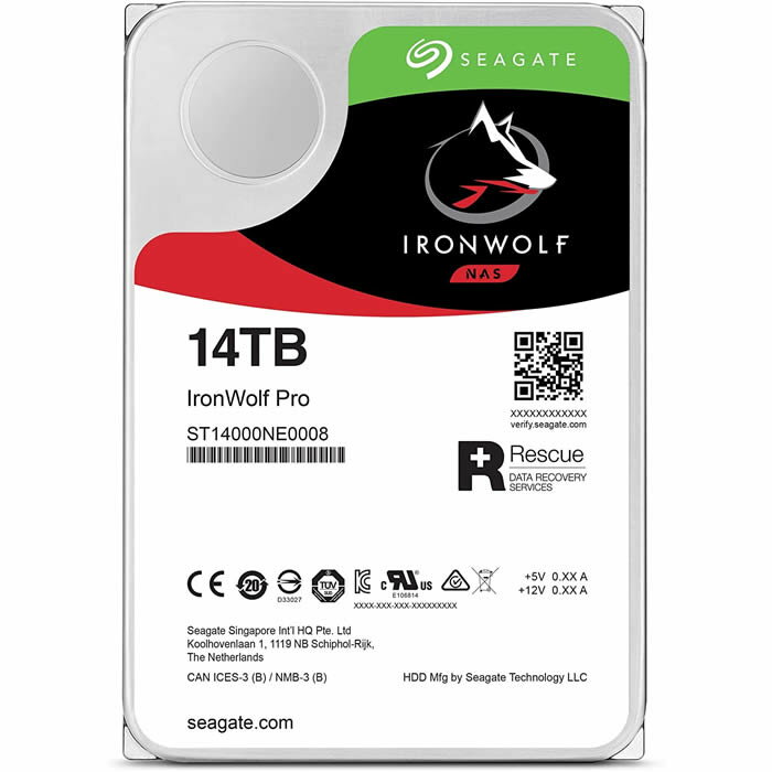 Seagate IronWolf Pro 3.5 HDD (Helium) シリーズ 3.5インチ SATA 6Gb/s 14TB 7200rpm 256MB 日本正規代理店品 ST14000NE0008