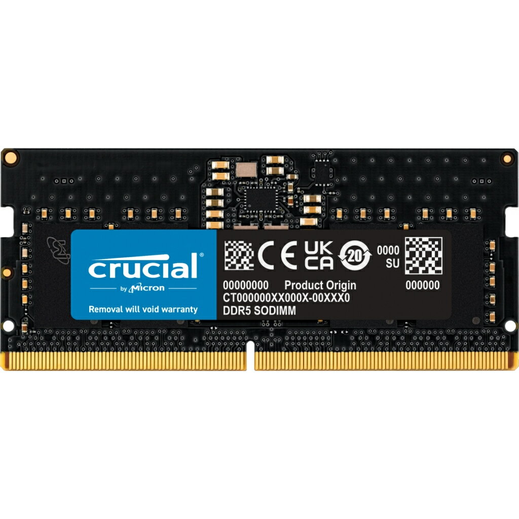 Crucial m[gPCp݃ 8GB(8GBx1) DDR5 4800MT/s(PC5-38400) CL40 SODIMM 262pin CT8G48C40S5