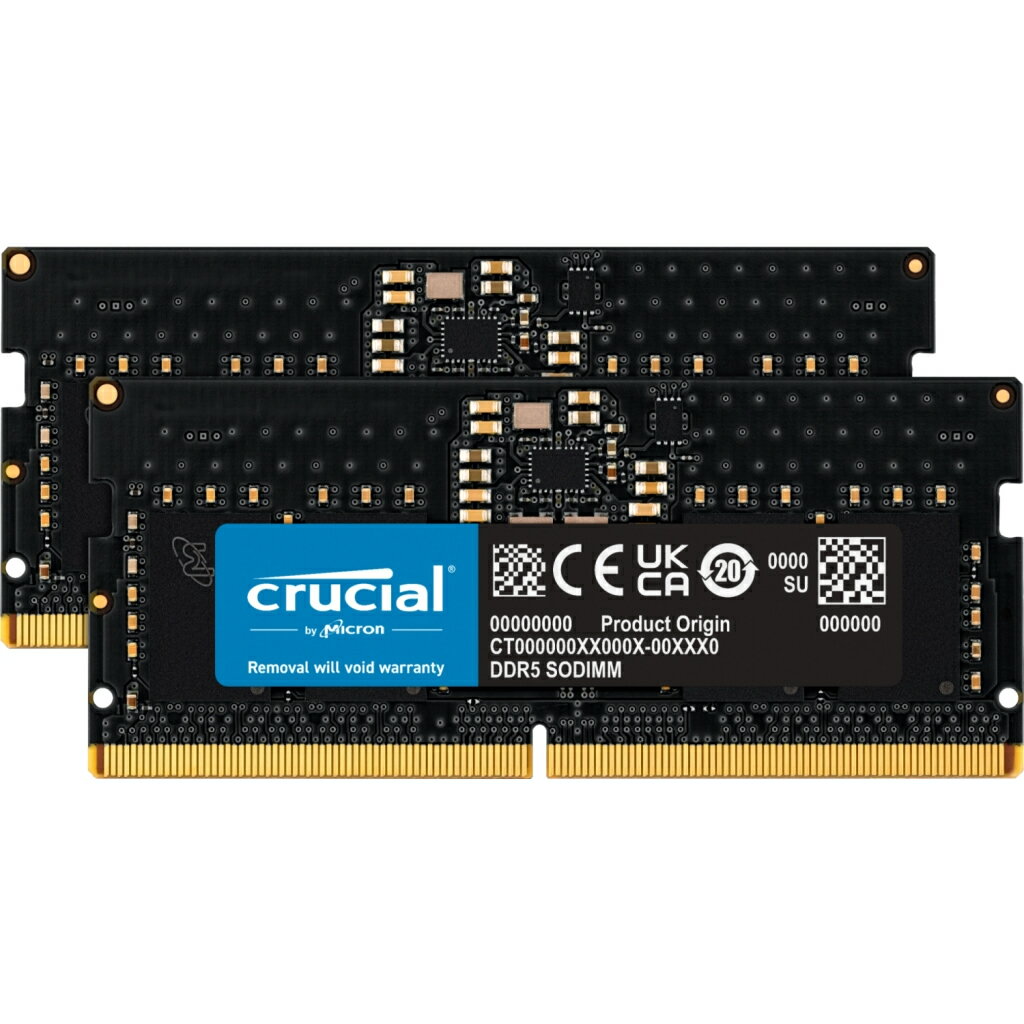 Crucial ΡPCߥ 16GB(8GBx2) DDR5 4800MT/s(PC5-38400) CL40 SODIMM 262pin CT2K8G48C40S5