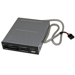3.5インチ フロントベイ内蔵型 USB 2.0 マルチメディアメモリーカードリーダー 22-in-1 ブラック 35FCREADBK3