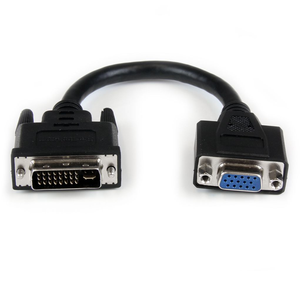 20cm DVI-VGA変換ケーブル DVI-I オス (29ピン)-VGA メス (D-Sub15ピン) ブラック DVIVGAMF8IN