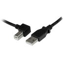 2m USB 2.0 ケーブル タイプA (オス) - タイプB/L型左向き (オス) ブラック USBAB2ML
