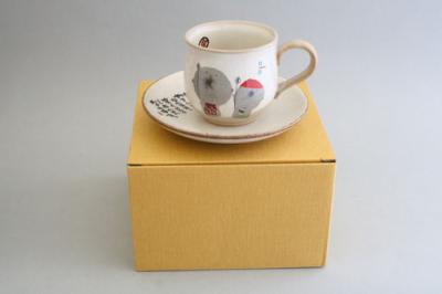 日本製 福地蔵 コーヒー碗皿 レトロ カップ＆ソーサ コーヒーカップ 国産 贈り物 ギフト プレゼント シンプル かわいい 和風 和モダン 敬老の日