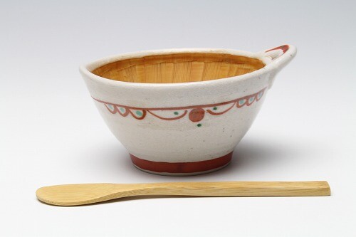 日本製 赤絵 ヘラ付納豆鉢（大） お皿 瀬戸焼 小鉢 小皿 