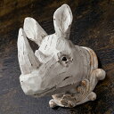 サイ (木造彫刻調) 壁掛けオブジェ ハンティングトロフィー ウォールオブジェ 壁飾り 北欧 モダン アンティーク おしゃれ 高級感 ウォールデコレーション 飾り物 インテリア レトロ(3)