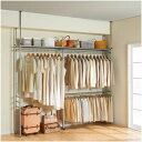 送料無料 ツッパリクローゼットハンガーラック【ロータイプ/スーパーワイド】 クローゼット 伸長 伸縮 コートラック 洋服収納 コートハンガー 棚付き 壁面収納 ...