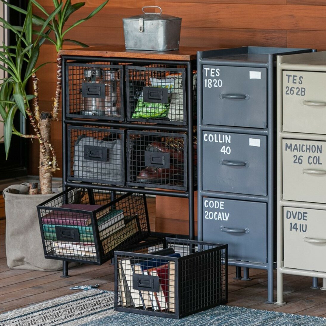 無骨でかっこいいスチールチェスト 幅57cm 3段 おしゃれ インダストリアル ブルックリン ヴィンテージ ..