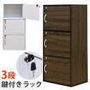 カラーボックス 鍵付き 送料無料 鍵付きラック 3段 幅42cm 本棚 扉付 ドア付き 収納ラック 収納ボックス 収納 ラック 棚 扉付きラック 収納棚 リビング キッチン マルチラック おしゃれ シンプル ロッカー 本棚 収納ラック CD DVD オーディオ収納 ハンドル付き