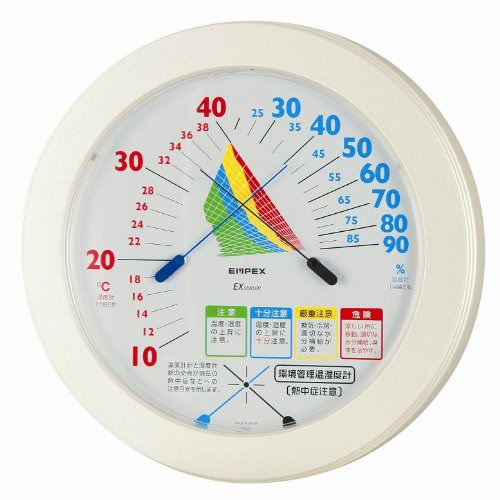 送料無料 EMPEX 温度計 環境管理 温・湿度計「熱中症注意」 掛用 TM-2482