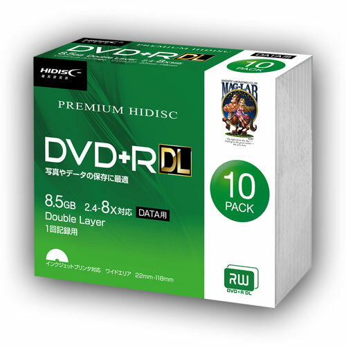 送料無料 HIDISC DVD+R DL 8倍速対応 8.5GB 1回 データ記録用 インクジェットプリンタ対応10枚　スリムケース入り HDVD+R85HP10SC 父の日 母の日