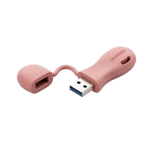 USBメモリ 32GB USB-A 一体型キャップ ストラップホール レッド(1個)