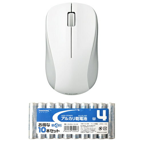 エレコム 抗菌 Bluetooth5.0 IRマウス Mサイズ + アルカリ乾電池 単4形10本パックセット M-BY11BRKWH+HDLR03/1.5V10P