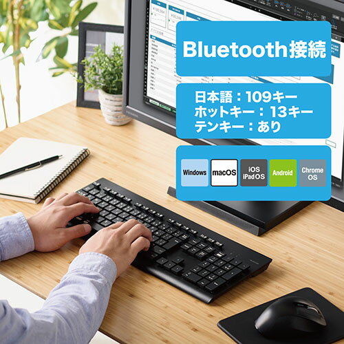 エレコム 洗える 抗菌 Bluetoothキーボード + アルカリ乾電池 単4形10本パックセット TK-WS03BMKBK+HDLR03/1.5V10P 2