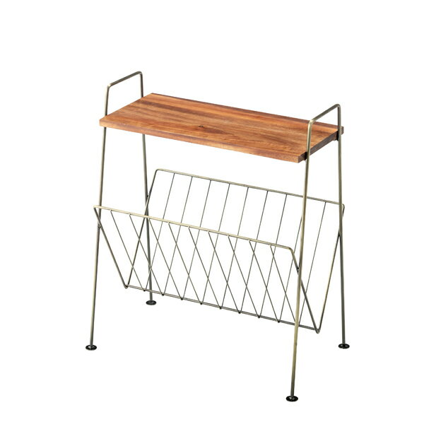 完成品 サイドテーブル 幅39.5cm 木製 アイアン 収納 マガジンラック 男前 コンパクト ブルックリン レトロ アンティーク ベッドサイドテーブル モダン 西海岸 インテリア ゴールド ソファーサイドテーブル おしゃれ スリム 北欧 ナイトテーブル