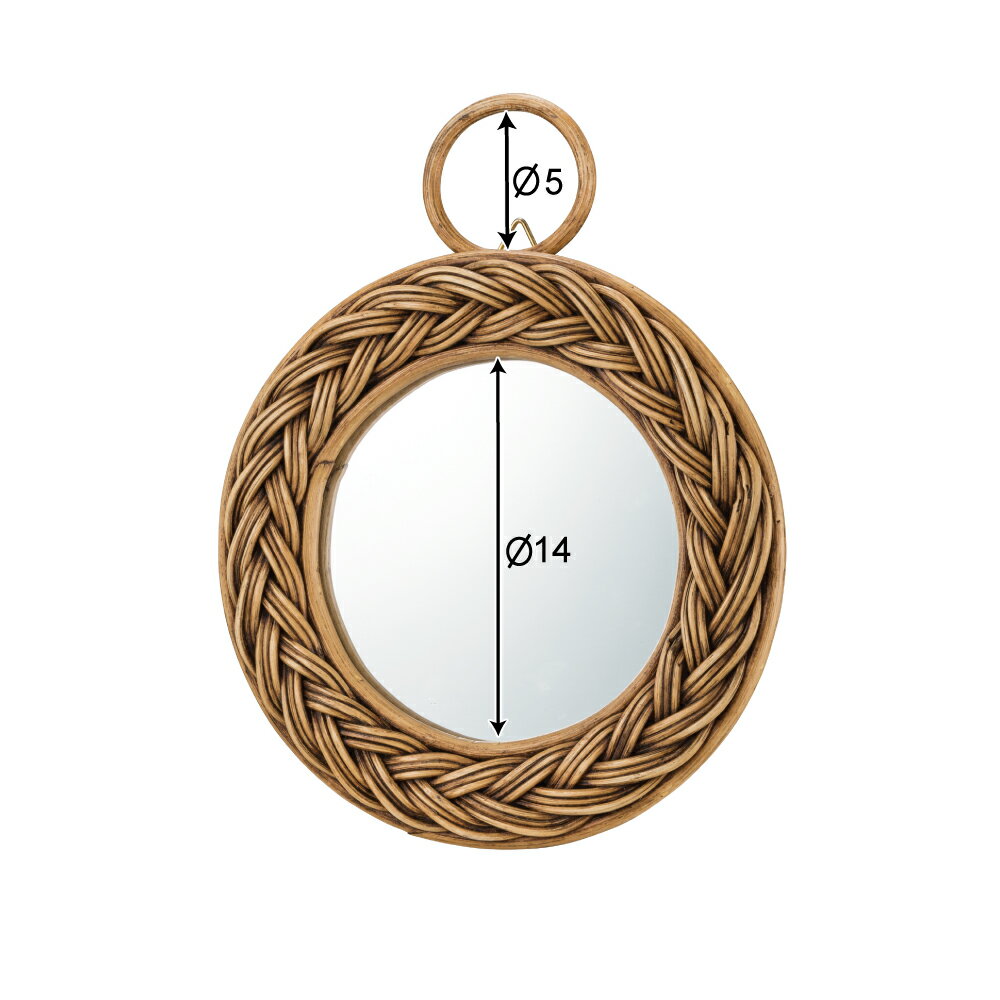 鏡 壁掛け ラタン 壁掛 コンパクト ウォールミラー ミラー かがみ カガミ レトロ アンティーク レトロ モダンヨーロピアン おしゃれ [3]