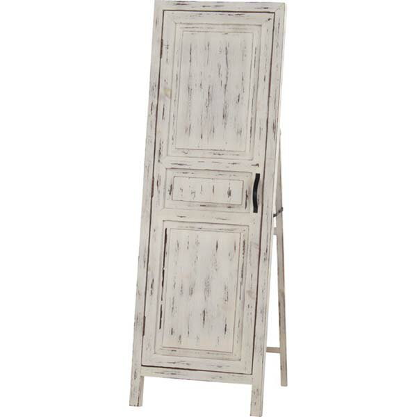 ドア型 スタンドミラー 木製 収納付き 姿見 全身 アンティーク ミラー 鏡 全身鏡 かがみ カガミ モダン..