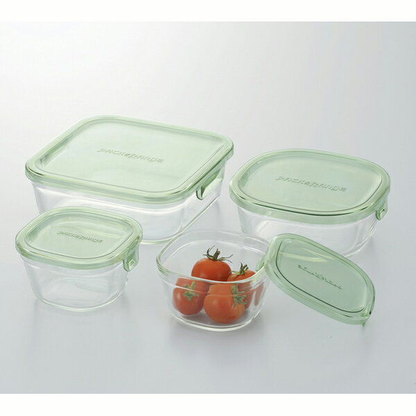送料無料 パック＆レンジ 角型4点セット グリーン