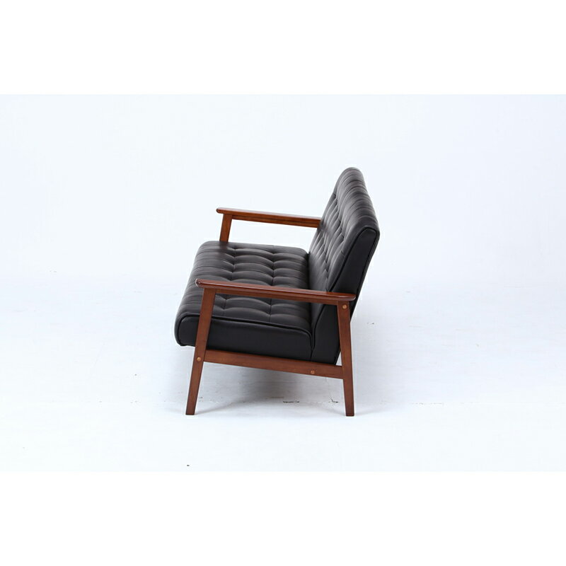 送料無料 バイキャストPUソファー フレンズ 木製 ソファー 幅170cm 3人掛け 3人掛け 肘付き リビングソファー 西海岸 シンプル 北欧 おしゃれ かわいい ダークブラウン [2]