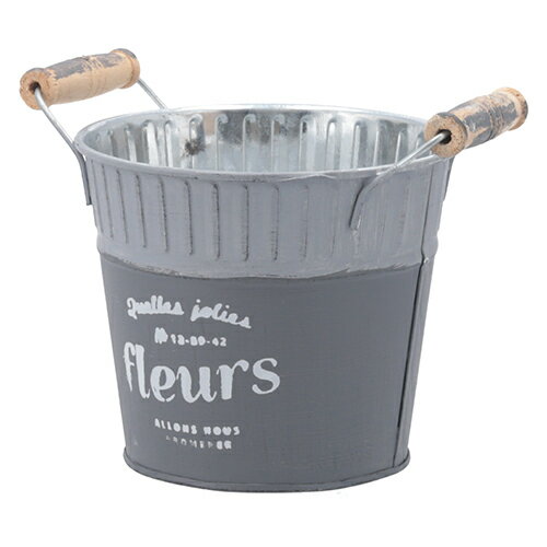 [セット数:6pcs] ブリキバケツ アベル ラウンド S GY