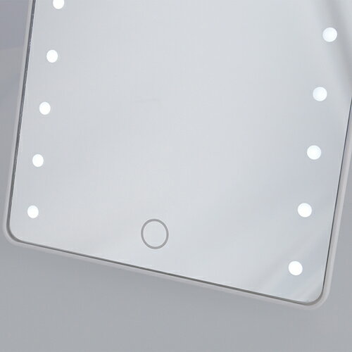 [セット数:5pcs] LED卓上ミラー スクエア ホワイト 3