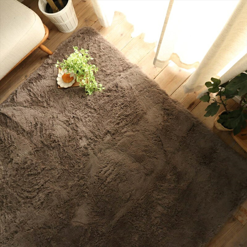130x190cm ロングシャギーウレタンラグ極厚 GY [3]