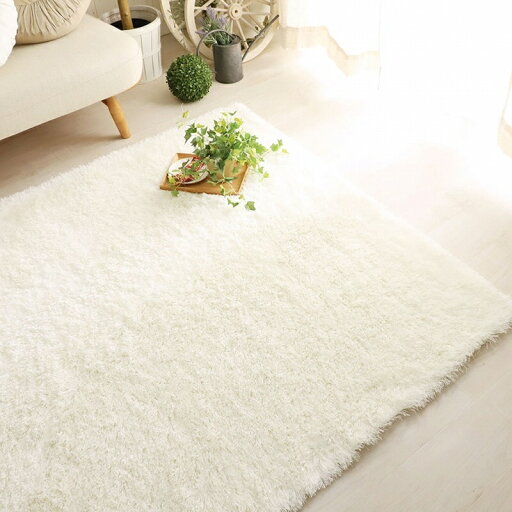 190x240cm 国産綿混シャギーフックラグ WH 190x240cm 国産綿混シャギーフックラグ WH