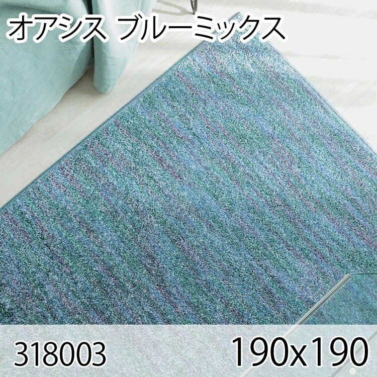 オアシス 190cmx190cm ブルーミックス ラグ マット リビングラグ すべり止め加工 洗える 防ダニ 抗菌 防臭 日本製 オールシーズン おしゃれ ホットカーペット 床暖房 高級感