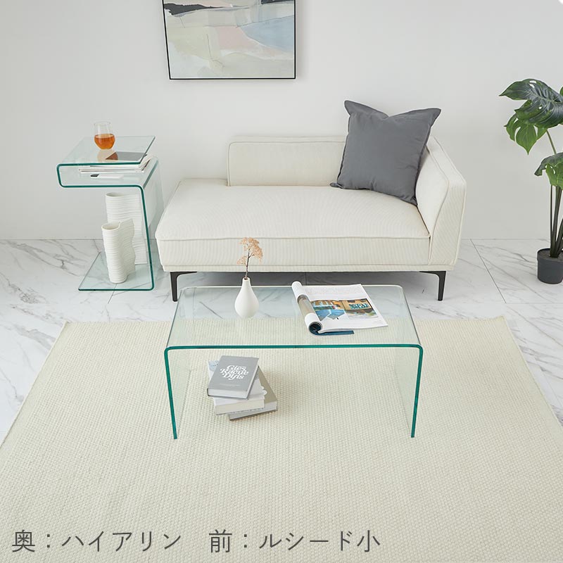サイドテーブル ガラス クリア ナイトテーブル ソファ横 2way センターテーブル ロ...