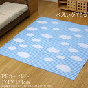 送料無料 カーペット 洗える ppカーペット くも 約174×174cm ござ 茣蓙 蓙 水拭き 水洗い ポリプロピレンカーペット アウトドア ピクニックシート レジャーシートレジャーマット ウォッシャブル ピクニックラグ 敷物 遠足 おしゃれ