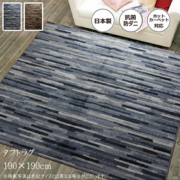 送料無料 カーペット おしゃれ ラグマット ラグ 2畳 抗菌 防ダニ 約190×190cm マットーネ 絨毯 フロアマット シンプル 北欧 タフト 床暖対応 ホットカーペットカバー 日本製 オールシーズン 国産 床暖房対応 正方形 一人暮らし 子供部屋 防臭 じゅうたん 高級感