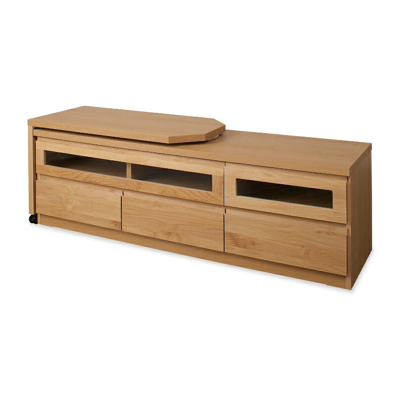 送料無料 天然木アルダー テレビボ−ド回転盤付 156cm幅 コーナー TVボ−ド テレビ台 コンパクト リビン..