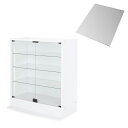 LEDコレクションラック ワイド 本体 両開きタイプ 背面ミラー1枚セット 高さ96 奥行39