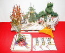 送料無料【出雲結納7点セット】松(小袖料) 竹(松魚料) 梅(柳樽料) 鶴(熨斗) 亀(末廣)木目込み高砂人形(14cm) 目録 赤毛氈(半畳)のセット